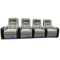 Sofá Personalizado para Cine en Casa, Asientos de Cuero Genuino, Silla Reclinable Eléctrica con Soporte para Tablet, para Sala de Cine Privada
