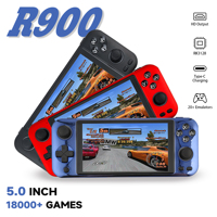 Console de jeu portable Hot R900, 64 Go, corps métallique, écran LCD 5,0 pouces, sortie TV, 18000 jeux intégrés, console de jeu rétro portable