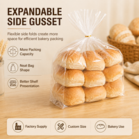 Sacs d'emballage alimentaire transparents pour boulangerie, personnalisables avec logo, en OPP/CPP, à soufflets latéraux, pour pains et pains de mie