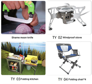 Set Cucina Mobile da Campeggio, Fornello RV, Pentole Pieghevoli Portatili in Acciaio Inox, Fornello a Gas, Accessori <span class=keywords><strong>BRS</strong></span>-96 - Product Image 3