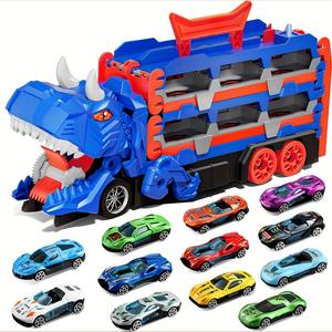 Dinosaure Transport Car Toys Transporter Truck Toy Cars Track Set avec 2-12 Alloy Cars Truck Toy Transform In <span class=keywords><strong>Dino</strong></span> for Toddler - Product Image 5