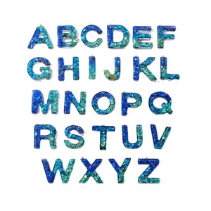 Pendentif lettre en résine bleue à paillettes, petit accessoire de bijouterie DIY pour chaîne de téléphone, porte-clés, matériel artisanal - Product Image 5