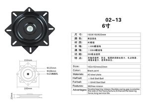 מגש סובב כבד החובה כדור נושאות 360 תואר משלוח מסתובב <span class=keywords><strong>6</strong></span> אינץ 1.8mm עובי כיכר בר שרפרף צלחת מסתובבת פטיפון - Product Image 5