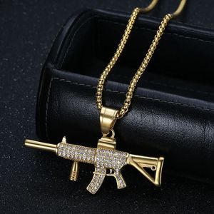 Collar con Colgante de Rifle de Asalto M4, Chapado en Oro, Acero Inoxidable, Joyería de Moda Hip Hop para Hombre, Accesorio para Fiesta - Product Image 2