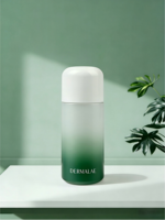 Flacon en verre dégradé vert givré avec bouchon blanc - Contenant de luxe pour sérum cosmétique et huile essentielle - Flacons de soin de la peau de luxe