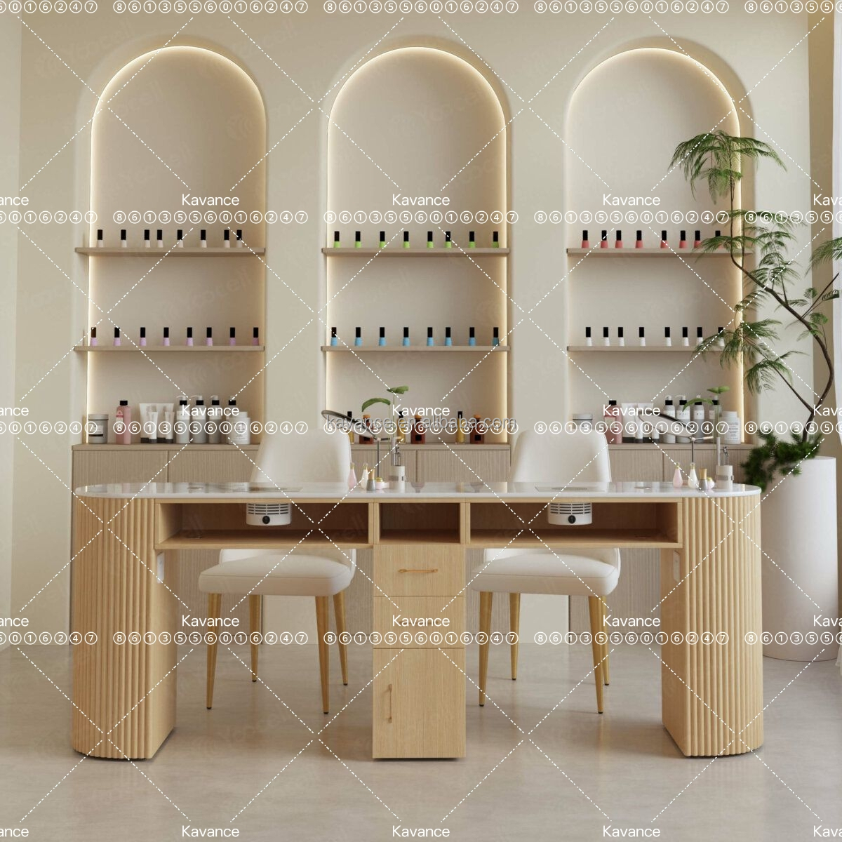 Salon Equipment Beauty Salon Nail Furniture Double Nail Manicure Desk Nail Table Top with Vacuum Cleaner