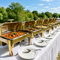 Ensemble de réchauds de luxe à couvercle roulant, chauffe-plats commerciaux en acier inoxydable pour buffet avec supports à combustible, équipement de restauration