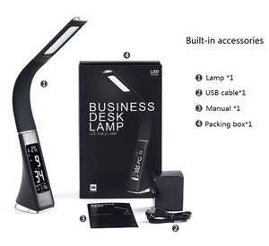 Business Hotel Clock Calendar Fold <b>Study</b> Read <b>Table</b> Touch Led Clock Bedside Night Light Desk Gooseneck Flexible Lamp - Product Image 4