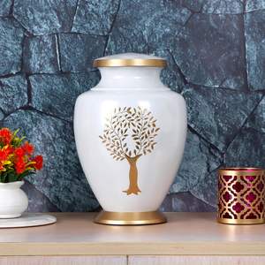 Sofisticada urna de metal para cenizas Contenedor de cremación seguro de calidad excepcional para servicios conmemorativos en el hogar Suministros funerarios - Product Image 1