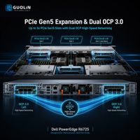 Komputasi Berkinerja Tinggi Dell PowerEdge R6725 1U AI Server Dual AMD EPYC 9005 PCIe 5.0 Server Penyimpanan NVMe Latensi Rendah