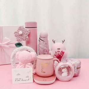 Pink Promotional Gift Set Intelligent Water Cup Vacuum <b>Flask</b> Business Style Cost-Effective Gift Box for Lady's Birthday Gift - Product Image 2