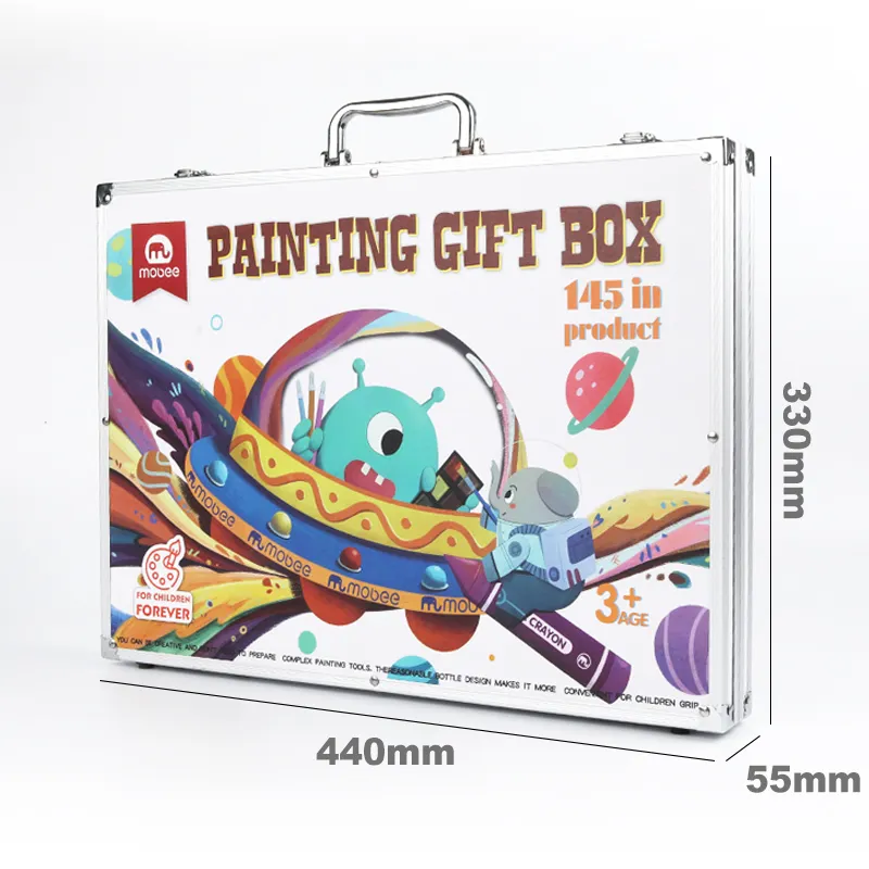 Personnalisé P022T03 145 pièces ensembles d'art fournitures artiste boîte peinture ensemble de arte bricolage éducatif coloriage art kit pour les enfants