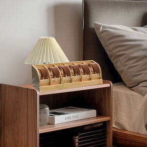 Présentoir Organisateur de ceinture en bambou naturel Support en bois pour tiroir Conteneurs de stockage Boîte avec 6 compartiments pour placard à la maison - Product Image 3