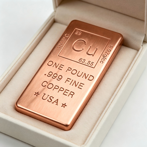 Barra de Cobre Puro .999 de 1 Libra, Lingote de Cobre Trapezoidal con Elemento Cu de la Tabla Periódica, Colección de Metales de EE. UU., Barra de Lingote de Cobre - Product Image 5