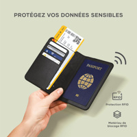 Porte-passeport personnalisé Apple Find My en cuir avec blocage RFID, charge sans fil, localisation GPS, ensemble cadeau de luxe pour voyage