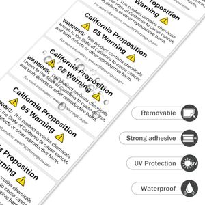Étiquettes d'alerte sanitaire Californie 65, étiquettes d'avertissement 2x1 pouce, 500 autocollants en papier couché personnalisables, offre client - Product Image 4