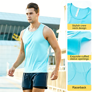 เสื้อกล้ามกีฬาผู้ชายแบบ Racerback ผ้าโพลีเอสเตอร์ 100% ทรงหลวม แห้งเร็ว สำหรับบาสเกตบอล วิ่ง <span class=keywords><strong>มาราธอน</strong></span> - Product Image 4