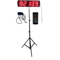 Jam Timer Balap LED Besar Godrelish 5-Inci 6-Digit Merah, Stopwatch Hitung Mundur/Naik, Tombol 12/24 Jam, Remote, Semi-Outdoor