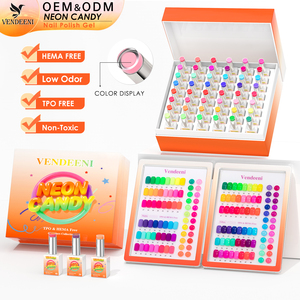 Vendeeni - Juego de Esmaltes de Gel de Alta Pigmentación, 48 Colores Neón, en Caja, Sin TPOHEMA, Personalizable con Etiqueta Privada, Suministros de Esmalte de Gel OEM - Product Image 1