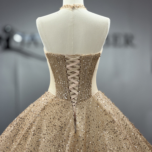 Robes de soirée scintillantes dorées à paillettes et perles pour Quinceañera 1562 - Product Image 6