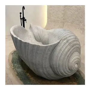 hand carved white marble bathtub for home decoration sculpture