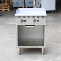 Plancha de Gas de Acero Inoxidable de 2 Quemadores para Hostelería, con Doble Combustible (GLP y Gas Natural) y Gabinete de Almacenamiento, para Cocinar Filetes y Panqueques