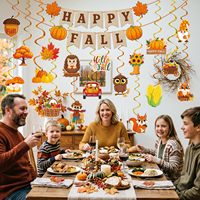 Décorations de fête d'automne, bannière Joyeux Automne, kit de décoration suspendue pour l'automne, bannière d'automne, feuilles, guirlande de citrouilles, décorations de fête de Thanksgiving