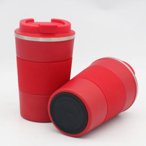 Pour <span class=keywords><strong>Amazon</strong></span> Top Seller 18/8 Gobelet de luxe en acier inoxydable 350ml/500ml Tasse à café isolée avec étui en silicone et couvercle rabattable - Product Image 5