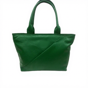 Bolso de Mano Casual para Mujer, de Cuero Genuino Verde, con Cierre de Cremallera, Impermeable, Gran Capacidad, Ligero y Plegable - Product Image 1