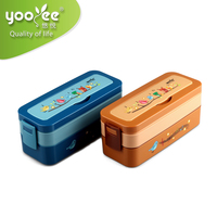 Boîte à déjeuner à Double couche scellée, Bento en plastique de Style japonais pour enfants, couvercle coloré, 10 unités