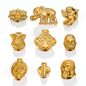 Animal Figure Charms | 18K PVD Gold Plated Stainless Steel Elephant Owl <b>Buddha</b> Skull Spacer Beads for DIY Bracelet Making - Product Image 1