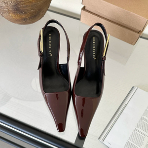 Women's Thin-heeled Low-cut Shoes with the Same Style of Toe-toe Sandals, <b>Small</b> square Pointed-toe Elegant High-heeled Shoes - Product Image 5