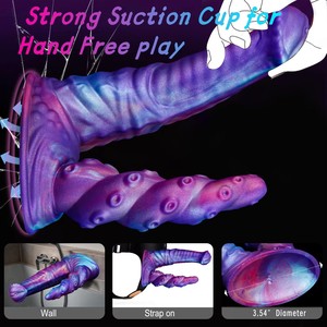 Nuovissimo Dildo Realistico a Doppia Testa in Silicone Ecologico Morbido, Estensibile, Impermeabile, Vibrante e Portatile, Giocattolo Sessuale per Adulti - Product Image 2