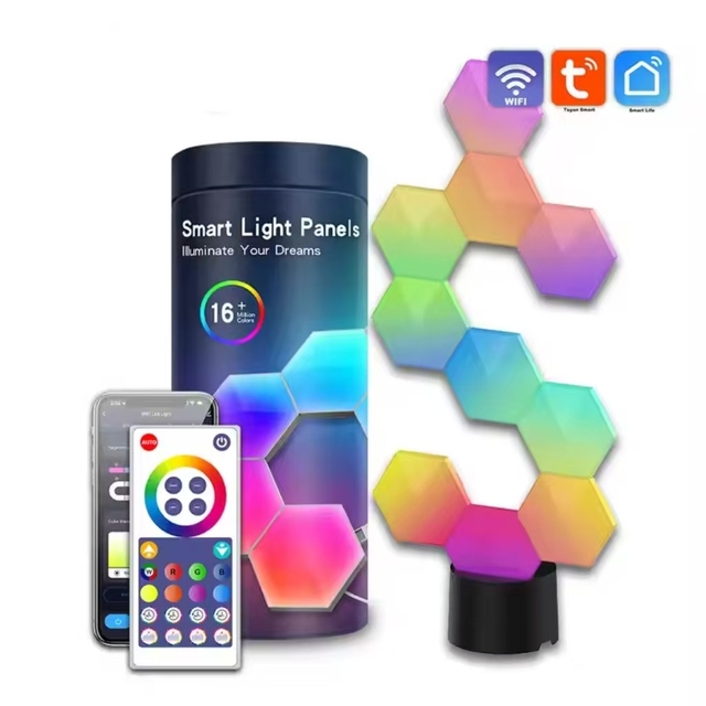 DIY APP Wifi Controlled RGBIC LED Smart Panel Light Creative Geometry Assembly for Home Office Parallelogram Kits