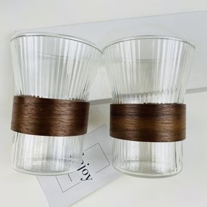<span class=keywords><strong>Tasse</strong></span> <span class=keywords><strong>en</strong></span> verre nervuré à rayures verticales de style japonais de 300ml 10oz <span class=keywords><strong>tasse</strong></span> à café goutte à goutte avec manchon <span class=keywords><strong>en</strong></span> <span class=keywords><strong>bois</strong></span> - Product Image 5