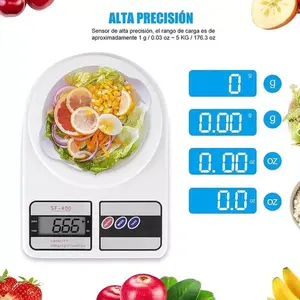 Báscula Digital de Cocina de Alta Precisión SF-400 con Alimentación Manual, Construcción de Plástico, Medición Precisa de Peso para Uso Doméstico - Product Image 3