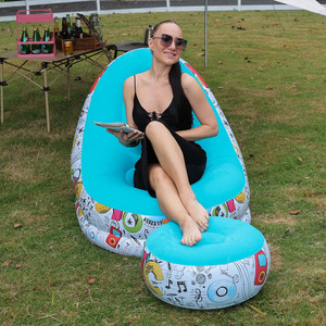 <b>Inflatable</b> <b>Sofa</b> Flocked Beanbag Outdoor Portable Recliner 116x98x83cm PVC Adult Use - Product Image 1