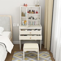 Meuble de rangement moderne à rabat avec coiffeuse intégrée, multifonctionnel pour chambre à coucher, petit appartement, table de maquillage de chevet