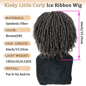 Recién llegado, pelucas sintéticas con diadema, peluca corta de 6 pulgadas con rastas, pelucas trenzadas rizadas Afro cortas <span class=keywords><strong>para</strong></span> hombres negros - Product Image 2