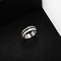 Bague de fiançailles de luxe pour femme en acier inoxydable double couche, sans décoloration, avec diamant, par un créateur de bijoux