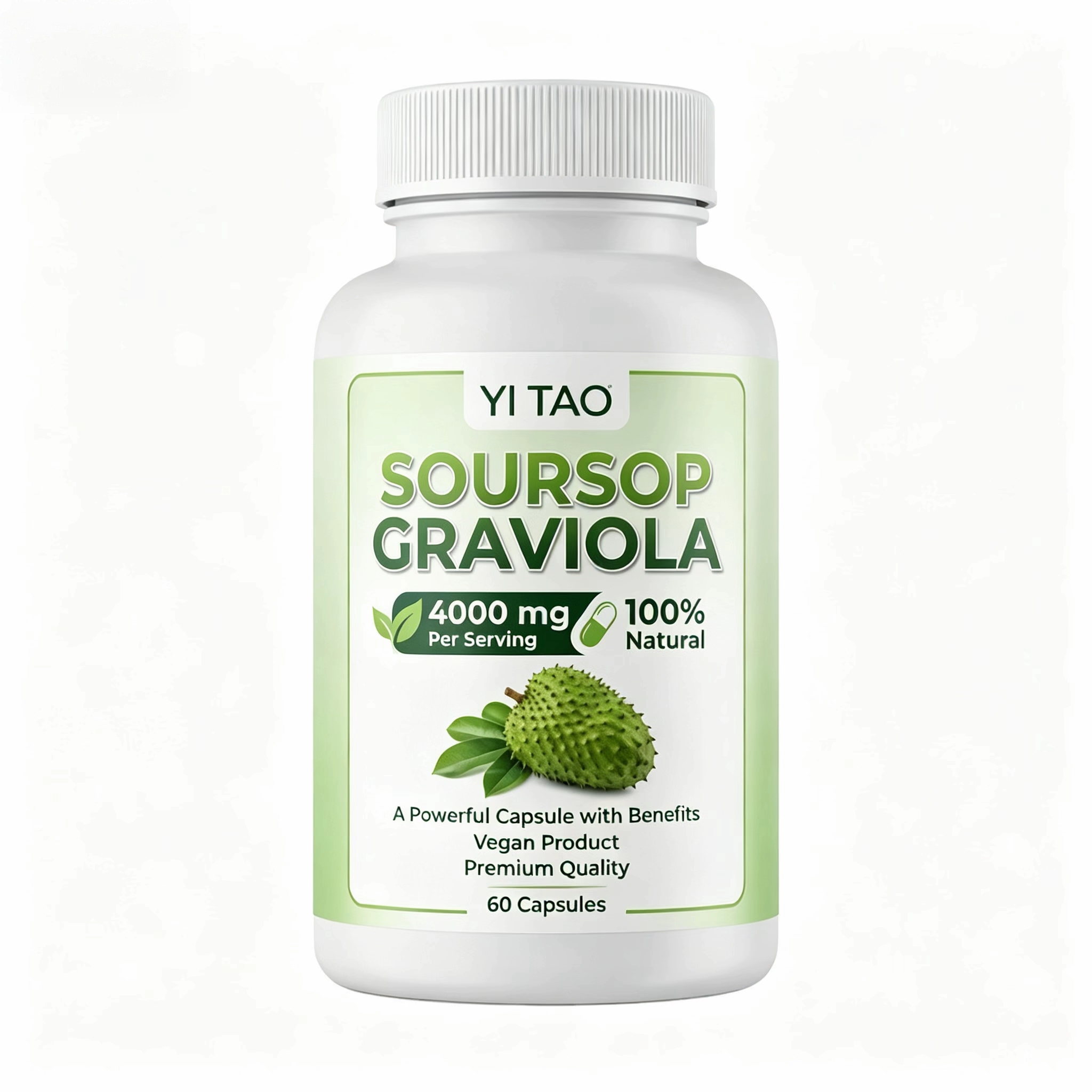 Soursop Graviola 4000mg – Natural Herbal Capsules, Vegan Product, Premium Quality Immune Support Supplement, 60 Ct