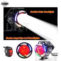LKT - Faro Delantero LED U7 de 5 Pulgadas con Ojo de Ángel para Motocicleta, Lámpara Delantera para Bicicleta, Motocicleta, Coche, Luz de Trabajo, Luz Antiniebla