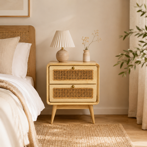 Mesa de Noche Nórdica Moderna de Mediados de Siglo, de Madera Maciza, con 2 Cajones, Mueble de Dormitorio para el Hogar y Hoteles - Product Image 3