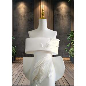 <span class=keywords><strong>Robe</strong></span> <span class=keywords><strong>de</strong></span> <span class=keywords><strong>mariée</strong></span> sirène blanche élégante, longueur ras du sol, design sans bretelles, grand nœud, fleurs, traîne, en mousseline et satin, pour la mère <span class=keywords><strong>de</strong></span> la <span class=keywords><strong>mariée</strong></span> - Product Image 4