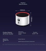 Purificador de Aire Portátil Inteligente Recargable Electrónico OEM de Escritorio, con Botón, Duradero, Silencioso, con Sensor de Aire para Mascotas