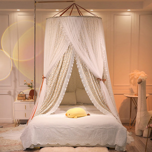 <span class=keywords><strong>Moustiquaire</strong></span> de lit suspendue pliable en voile, style baldaquin rond princesse, pour lit King Size, usage extérieur et domestique, toutes saisons - Product Image 6