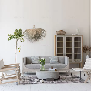 Divano Chesterfield <span class=keywords><strong>Bianco</strong></span> Minimalista in Stile Scandinavo Moderno, Comodo Divano per Soggiorno, Arredamento in Tessuto di Pino Riciclato - Product Image 1