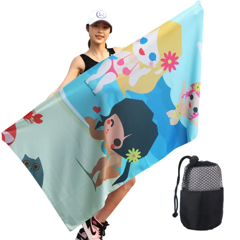 Custom Pattern Quick Dry Sand Free Oversized Reactive Customised Printing Microfiber Sublimation Beach Towels