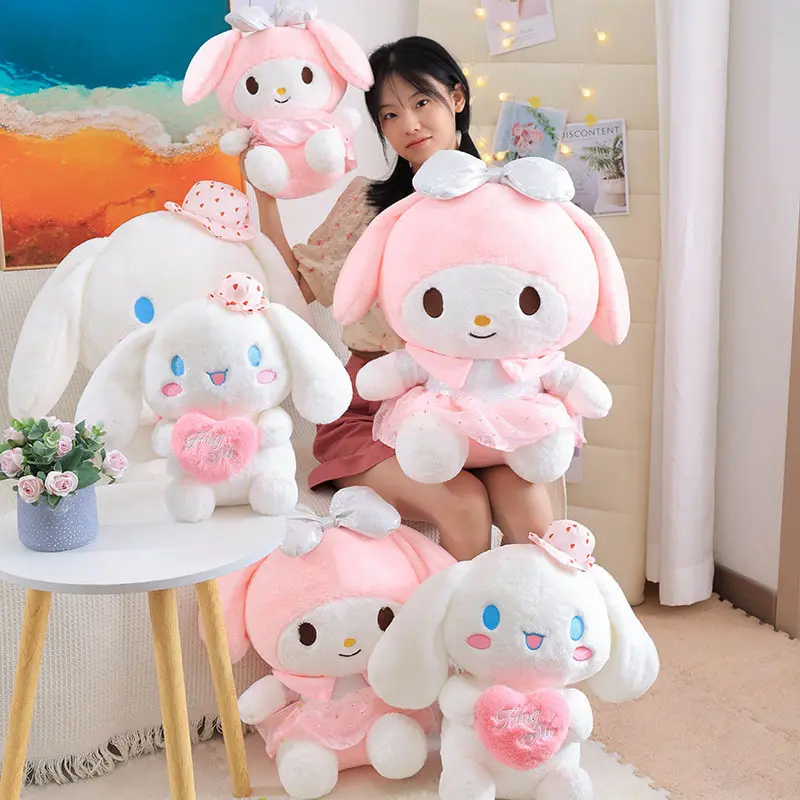 Rosa cuore melodia serie peluche Cinnamoroll cuscino di peluche melodia bambola peluche giocattoli di peluche Cinnamoroll Kuromi bambole di peluche