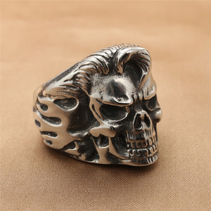 Skull <b>Ring</b> Men's <b>Titanium</b> Steel Silver Retro Punk Style Jewelry Gift 290104 - Product Image 1